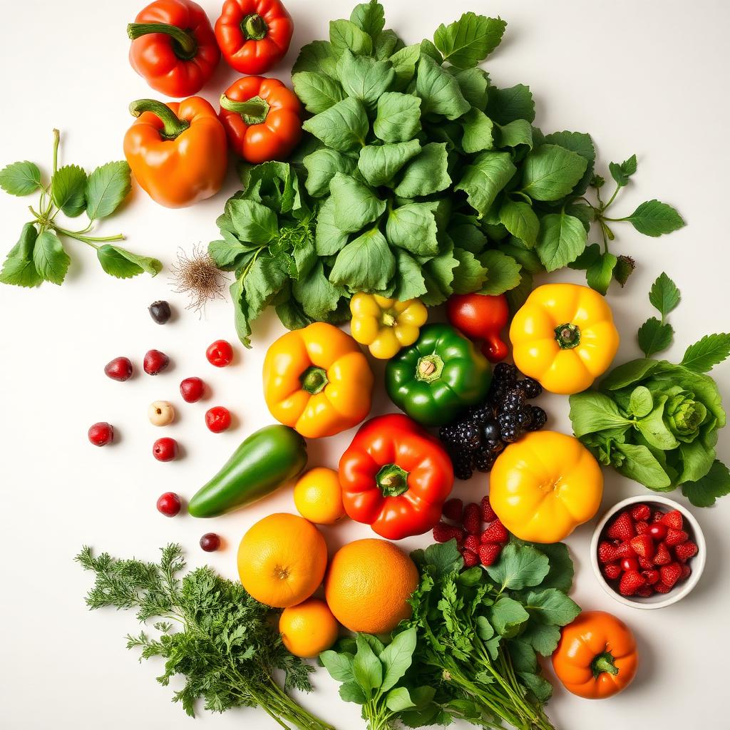 Fresh produce flat lay